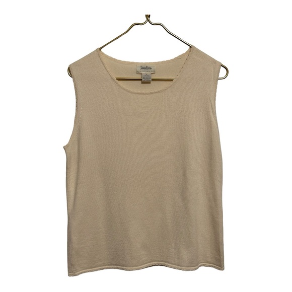 Neiman Marcus Exclusive Women’s Cashmere Silk Size L Sweater Sleeveless Ivory - Picture 5 of 7